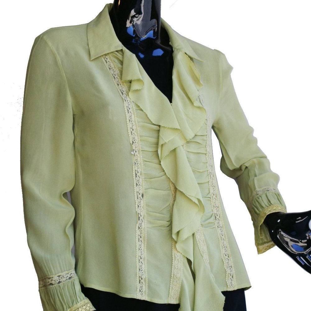 Max Studio Chartreuse Blouse Size S - image 3